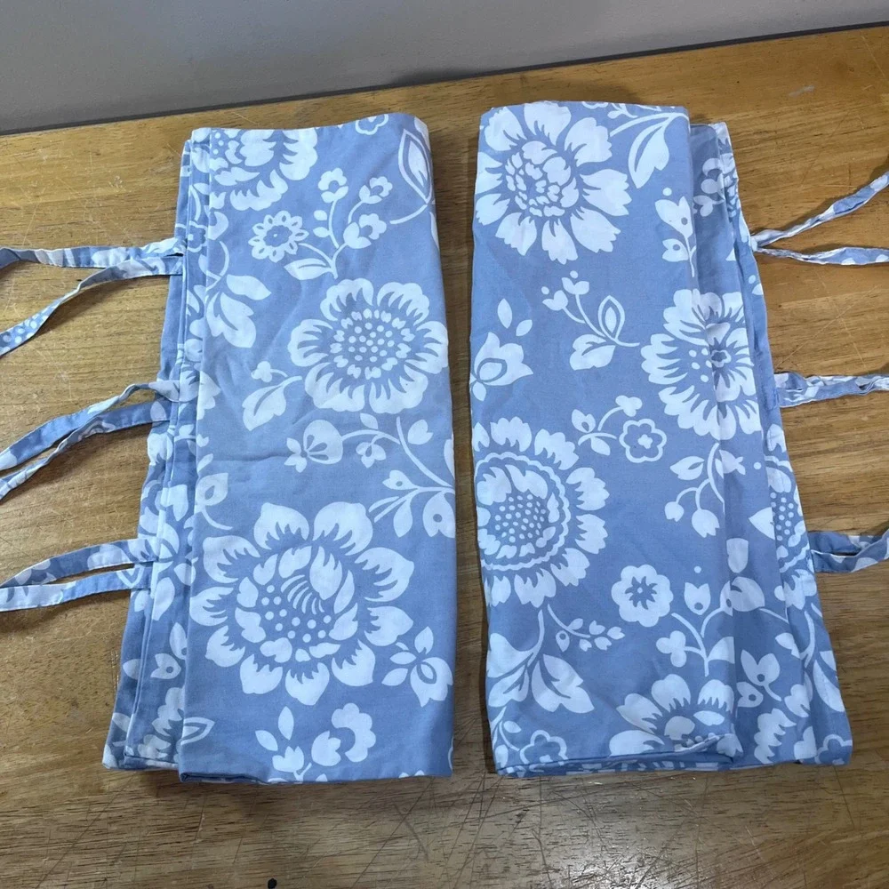 IKEA Thisted Flora Duvet Cover Set Full Queen Blue White Floral Vtg Style 3pc
